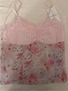 Pink Lace & Floral Sheer Cami